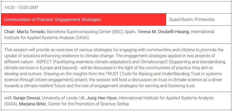 Session Communities of practice: engagement strategies at ECCA